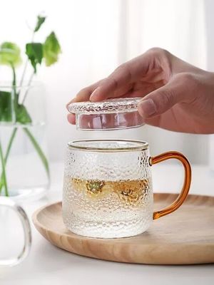 Kalite Handmade Glass Tea Mug With Embossed pattern High Borosilicate GlassTea Cup Tumbler Drinking Glasses Fabrika