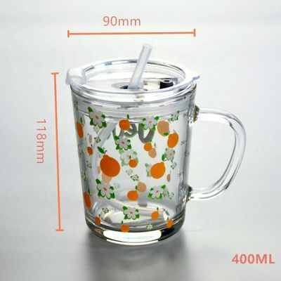 Kalite Cartoon Crystal Drinking Glass With Lid And Silicate Straw Fabrika