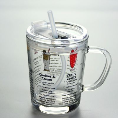 Kalite Cartoon Crystal Drinking Glass With Lid And Silicate Straw Fabrika