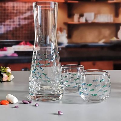 Kalite Engraved Color Paint Short Tumbler Glass For Beverage Fabrika