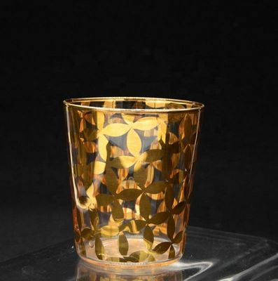 Kalite Gold Print High End Stemless Wine Glass Tumbler , Crystal Highball Glasses Fabrika