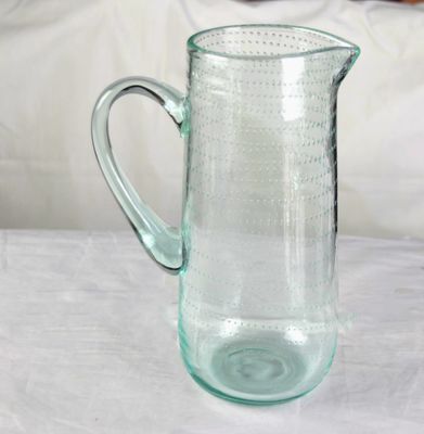 Kalite Recycle Green Spiraling Bubbles  Glass Water Pitcher , Large Glass Pitcher Fabrika