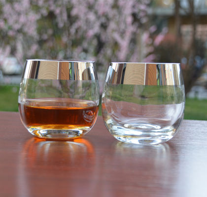 Kalite Silver Rim Ion Plated Platinum Tumbler Drinking Glasses Fabrika