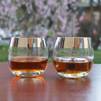 Kalite Silver Rim Ion Plated Platinum Tumbler Drinking Glasses Fabrika