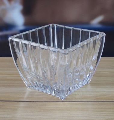 Kalite Square Optic Stripes Glass Storage Jars For Candy Fabrika