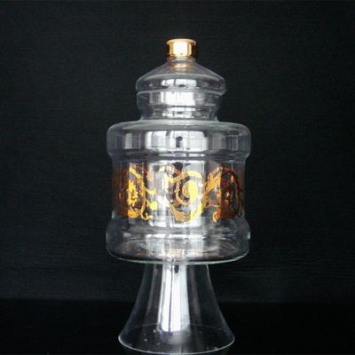 Kalite Large Footed Glass Storage Jars With Gold Decoration Decal Fabrika
