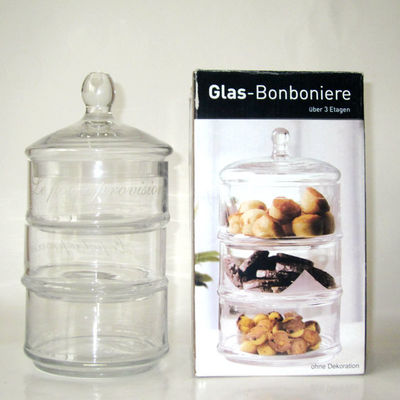 Kalite Handblown 3 Layer Stackable Storage Jars With Lids Fabrika