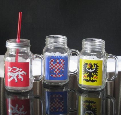 Kalite Color Diamonds Fonts Handpainted Glass Container For Kitchen Fabrika