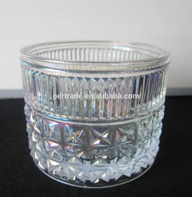 Kalite Embossed Diamonds Pattern Glass Storage Jars With For Candle Fabrika