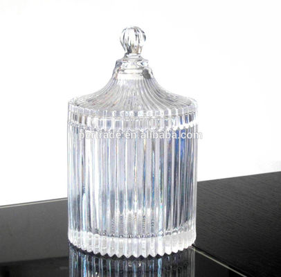 Kalite home Embossed Stripes Large Glass Container With Lid Fabrika