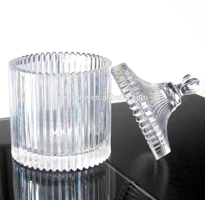 Kalite home Embossed Stripes Large Glass Container With Lid Fabrika