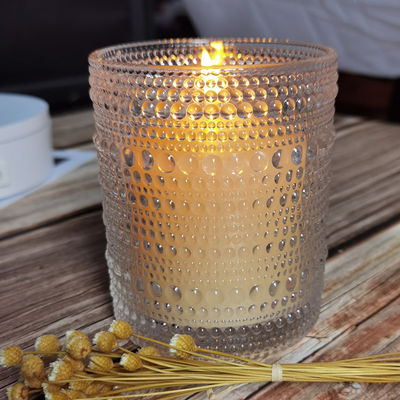 Kalite Customized Embossed Beads Strings Glass Votive Candle Holders ,  Glass Cylinder Candle Holders Fabrika
