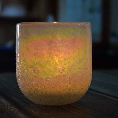 Kalite Iridescent Votive Glass Candle Holders Half Rough Sands Surface Fabrika