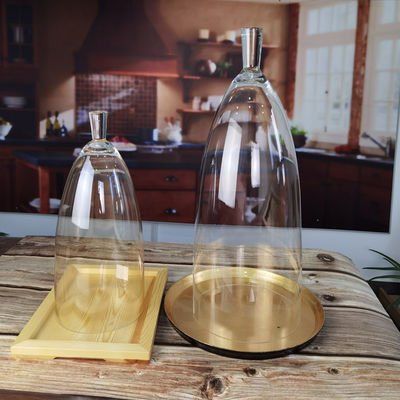 Kalite Transparent Lead Free Handled 21" Glass Dome Cloche Fabrika