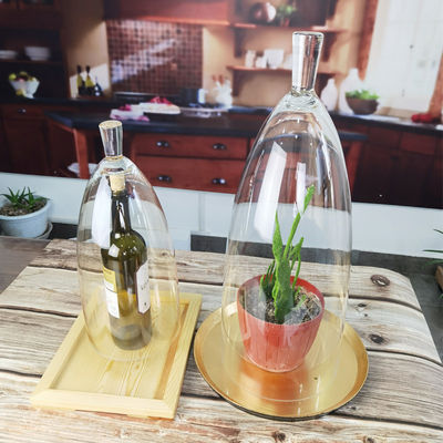 Kalite Transparent Lead Free Handled 21" Glass Dome Cloche Fabrika