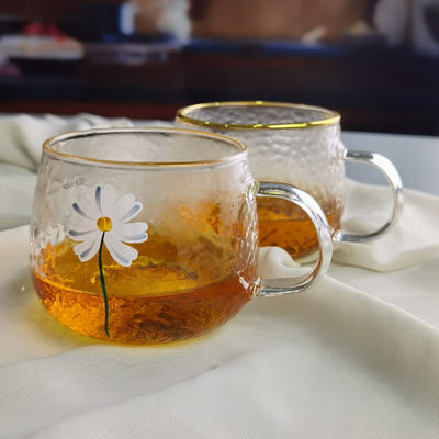 Kalite Borosilicate Hammered Texture Tumbler Drinking Glasses With Golden Rim Fabrika