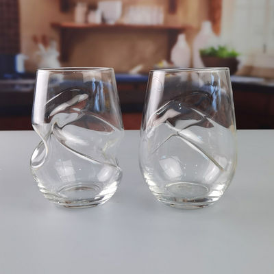 Kalite Twisted Swirling Crystal Red Wine Glasses 250ml Stemless Fabrika