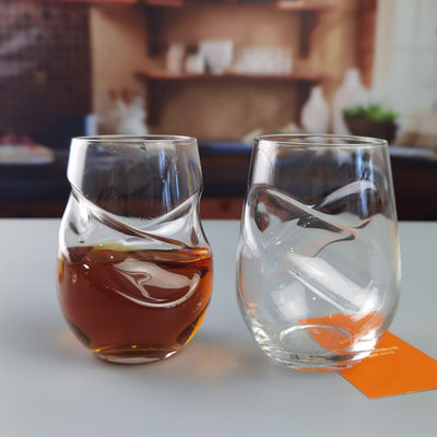 Kalite Twisted Swirling Crystal Red Wine Glasses 250ml Stemless Fabrika