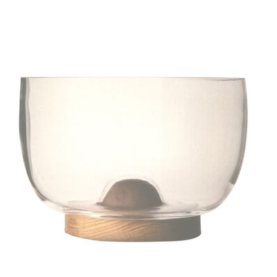 Kalite 9" crystal salad bowl with solid wood stand peak bottom Fabrika